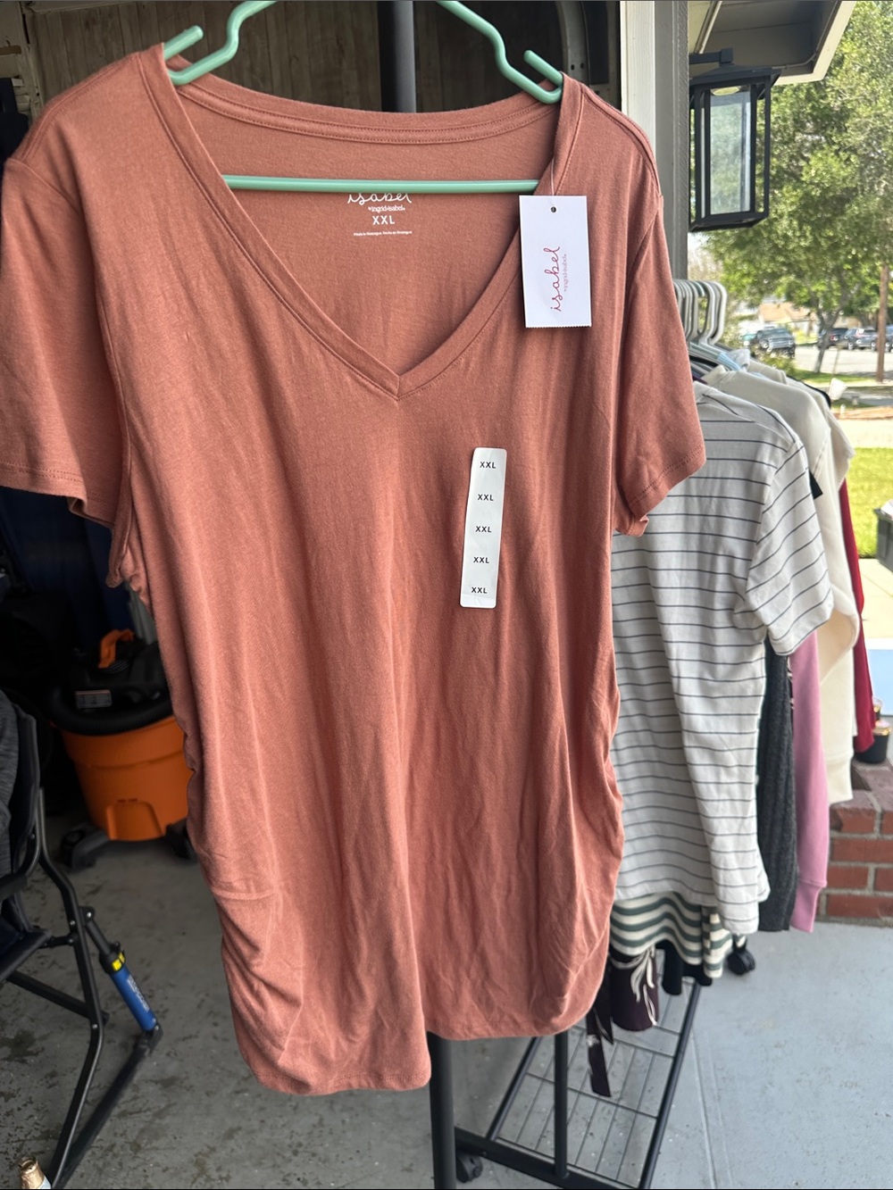 Isabel Maternity by Ingrid & Isabel Terracotta V-Neck Short Sleeve Tee - XXL